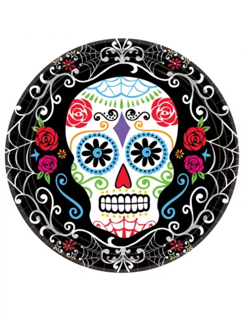 Photo du produit 10 Assiettes en carton Dia de los muertos 23 cm