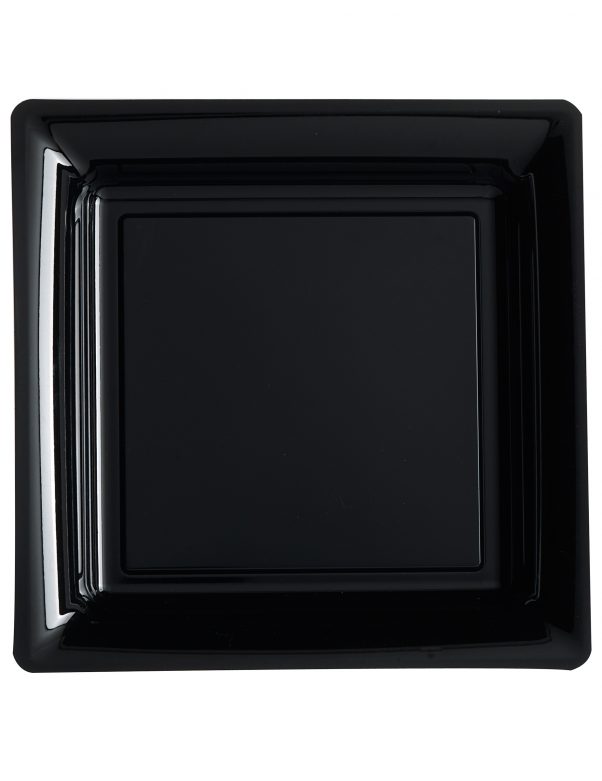 Photo du produit 12 Petites assiettes carrées en plastique noir 18 cm