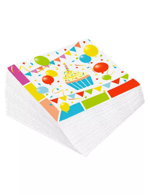 Photo du produit 12 Serviettes en papier ouate Ballons d'anniversaire 33 x 33 cm