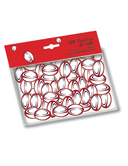 Photo du produit 150 Confettis de table Ballons de Rugby rouge et bleu