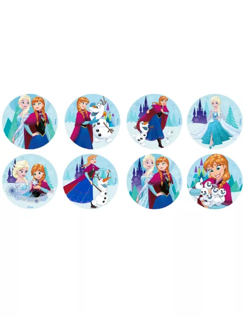 Photo du produit 16 Mini disques en sucre La Reine des Neiges 3,4 cm