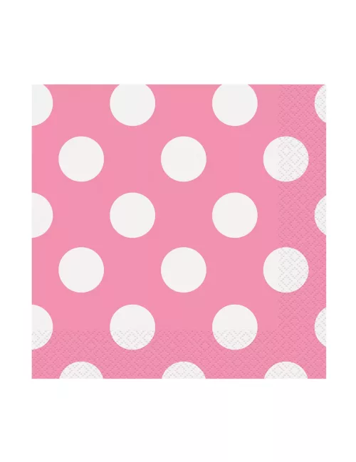 Photo du produit 16 Petites Serviettes en papier Roses à pois blancs 25,4 x 25,4 cm