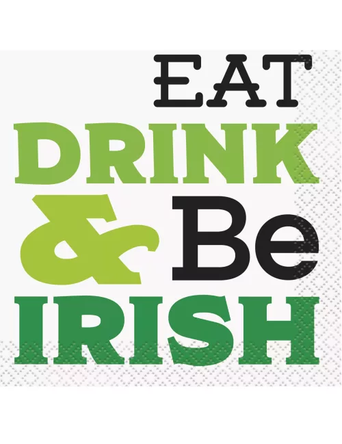 Photo du produit 16 Serviettes de cocktail Eat Drink & Be Irish 25 x 25 cm