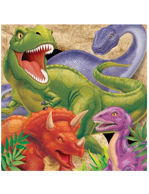 Photo du produit 16 Serviettes en papier Anniversaire Dinosaures 33 x 33 cm