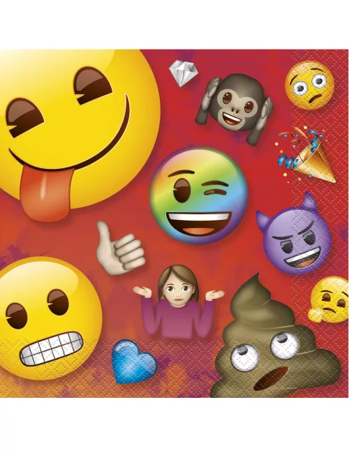Photo du produit 16 Serviettes en papier Emoji Rainbow 33 x 33 cm