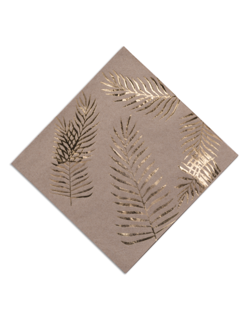 Photo du produit 16 Serviettes en papier kraft Palmier doré 33 x 33 cm