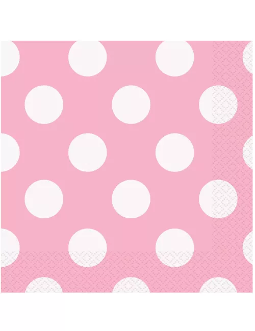 Photo du produit 16 Serviettes en papier Rose clair à pois blancs 33 x 33 cm