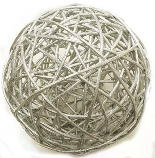 Photo du produit 2 Boules en osier argentées 6 cm