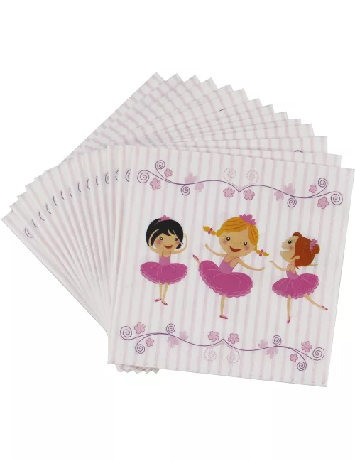 Photo du produit 20 Serviettes Ballerines 33 x 33 cm