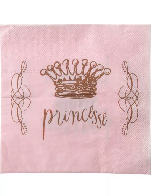 Photo du produit 20 Serviettes en papier Princesse Rose 33 x 33 cm