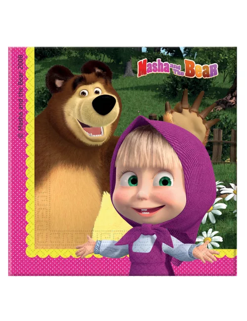 Photo du produit 20 Serviettes Masha et Michka 33 X 33 cm