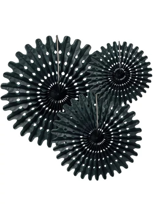 Photo du produit 3 Rosaces éventails en papier noir 20 30 et 40 cm