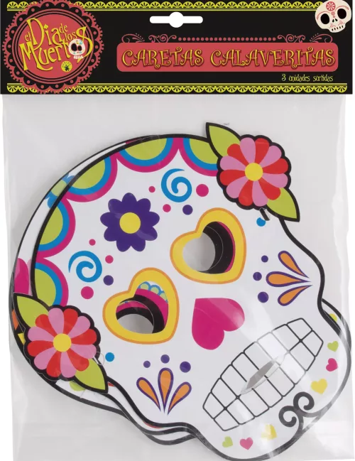 Photo du produit 3 Masques en cartons assortis Dia de los muertos adulte Halloween