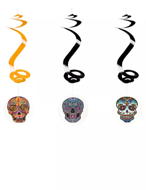 Photo du produit 3 suspensions spirale Dia de los muertos 60 cm