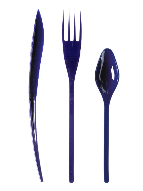Photo du produit 30 Couverts en plastique bleu marine - Premium