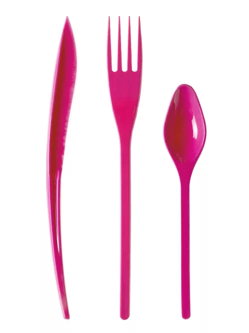 Photo du produit 30 Couverts en plastique fuchsia - Premium