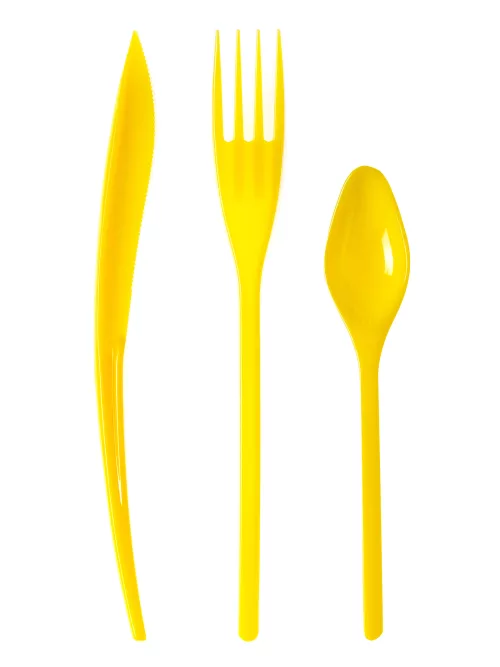 Photo du produit 30 Couverts en plastique jaune - Premium