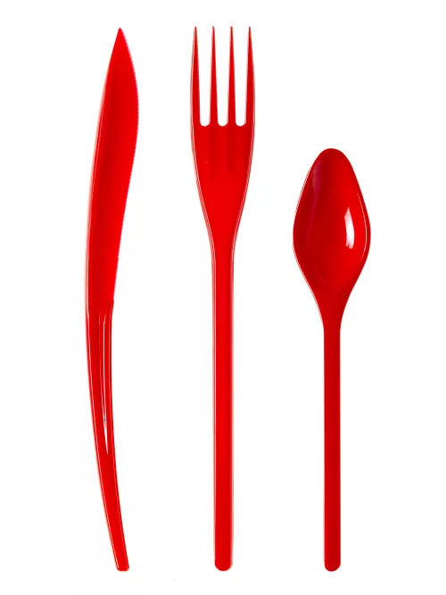 Photo du produit 30 Couverts en plastique rouge - Premium
