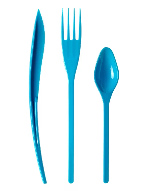 Photo du produit 30 Couverts en plastique turquoise