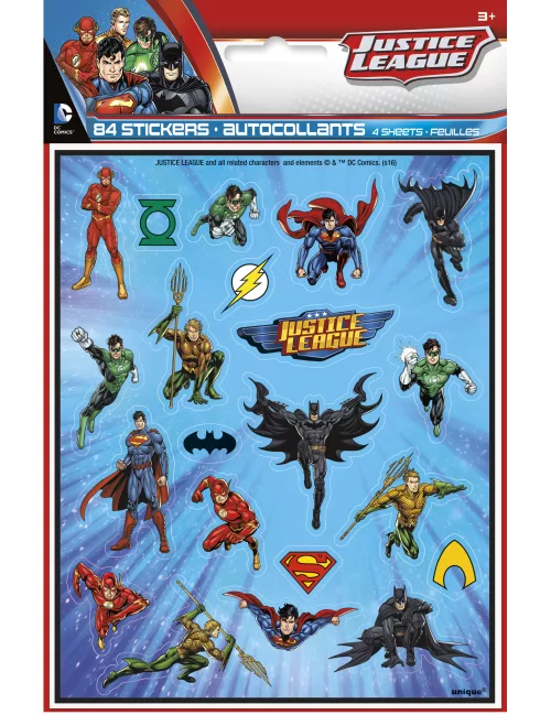 Photo du produit 4 Feuilles de stickers Justice League