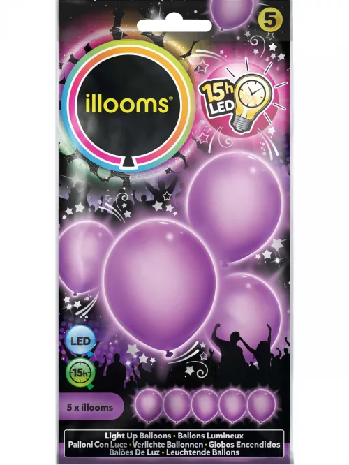Photo du produit 5 Ballons LED violets Illooms ®