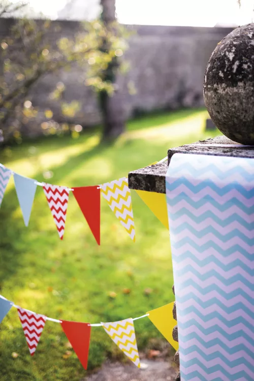 Photo du produit 5 Fanions carton DIY unis turquoise