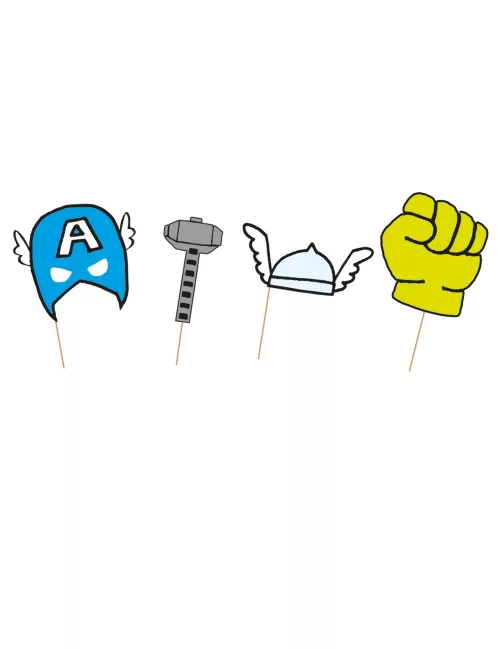 Photo du produit 6 Accessoires en carton photobooth premium Avengers pop comic aléatoire