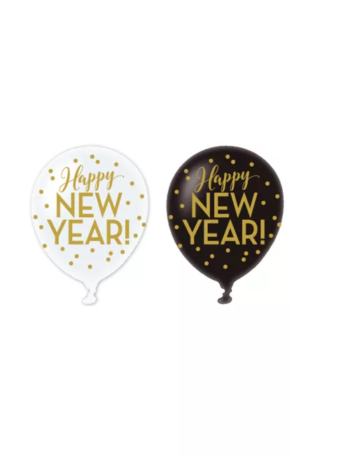 Photo du produit 6 Ballons latex Happy new year doré 30 cm