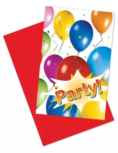 Photo du produit 6 Cartes d'invitation ballons volants