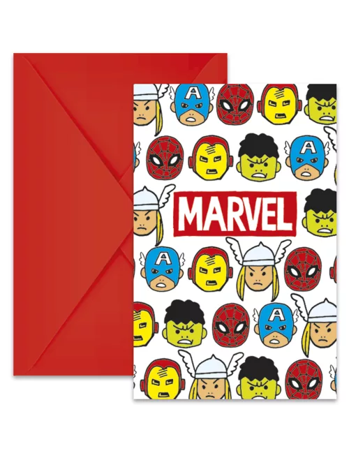 Photo du produit 6 Cartons d'invitation + enveloppes Avengers pop comic 14 x 9 cm