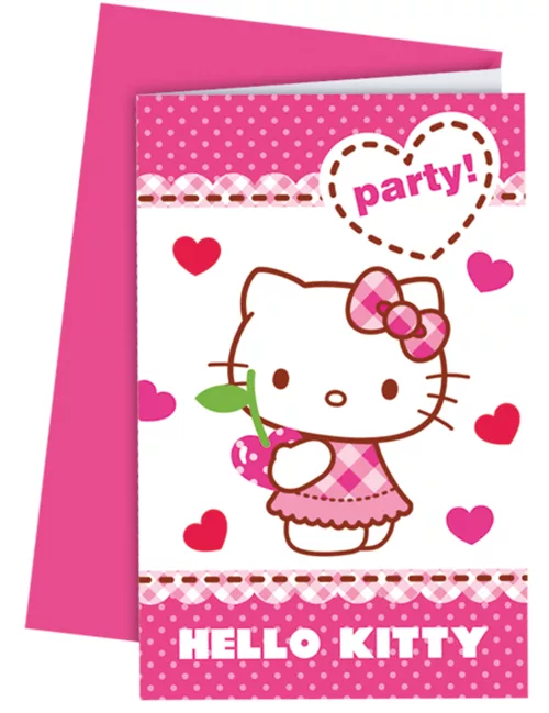 Photo du produit 6 Cartes d'invitation avec enveloppes Hello Kitty
