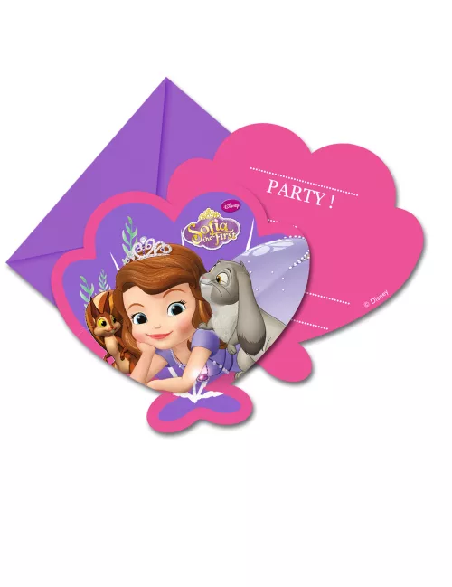 Photo du produit 6 Cartes d'invitation avec enveloppes Princesse Sofia