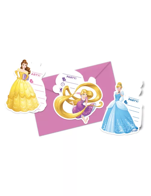 Photo du produit 6 Cartes d'invitation + enveloppes Princesses Disney Dreaming