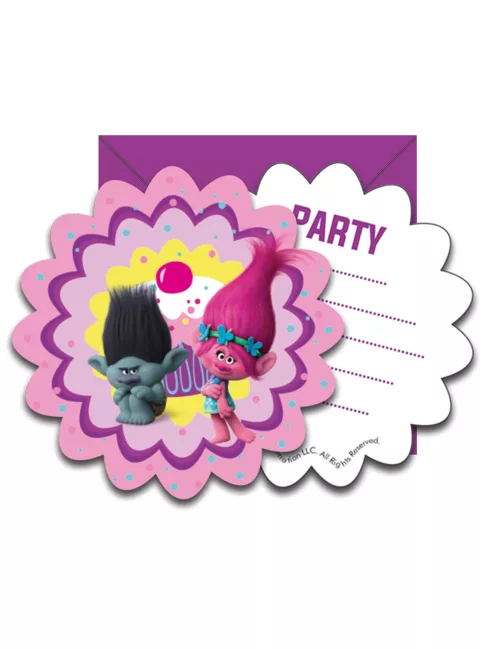 Photo du produit 6 Cartes d'invitation + enveloppes Trolls