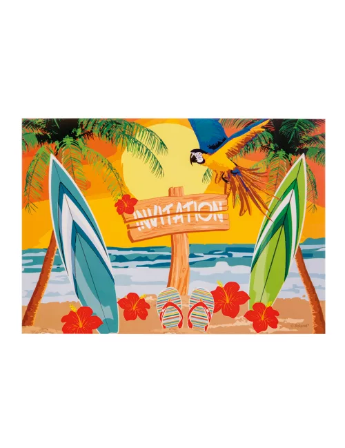 Photo du produit 6 Cartons d'invitations Beach party 10 X 15 cm