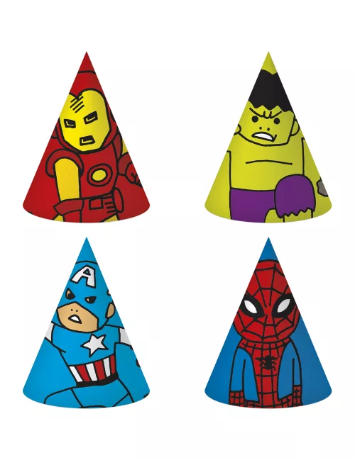 Photo du produit 6 chapeaux de fête en carton Avengers pop comic