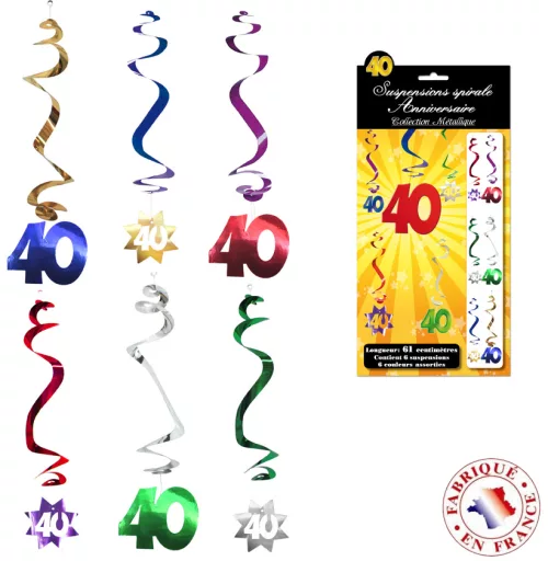 Photo du produit 6 Décorations à suspendre spirale 40 ans