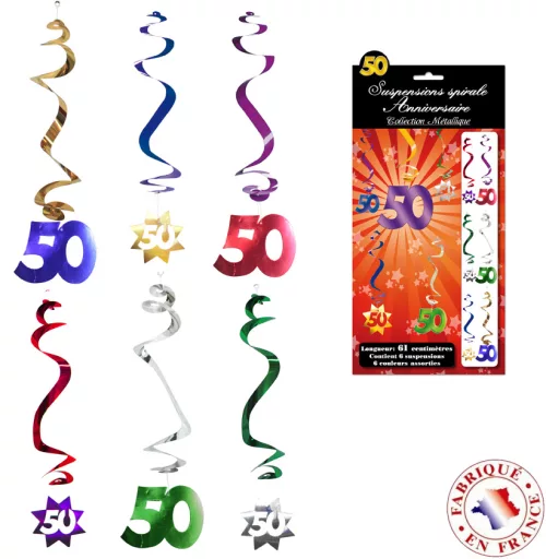 Photo du produit 6 Décorations à suspendre spirale 50 ans