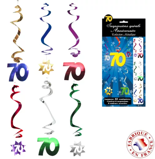 Photo du produit 6 Décorations à suspendre spirale 70 ans