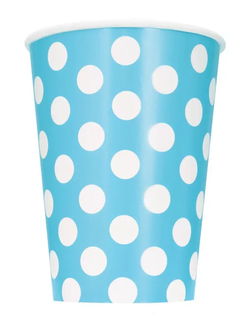 Photo du produit 6 Gobelets bleus à pois en carton 355 ml