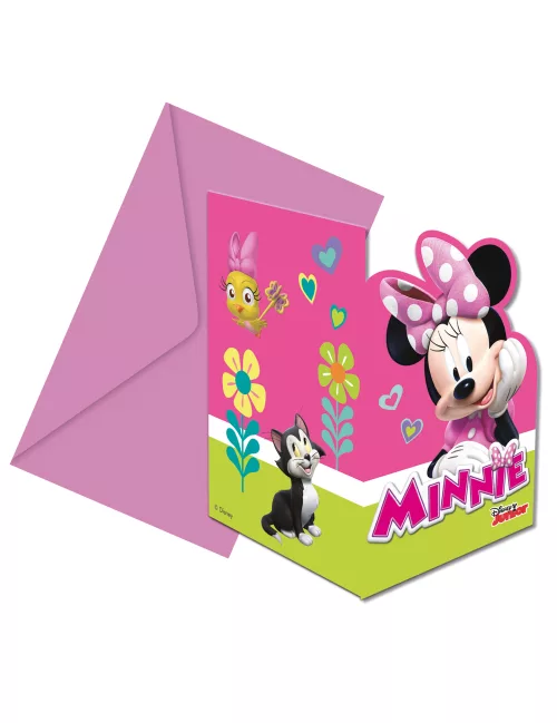 Photo du produit 6 Invitations + enveloppes Minnie Happy