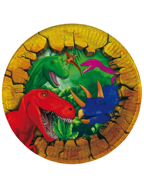 Photo du produit 6 Petites assiettes en carton Dinosaures 18 cm