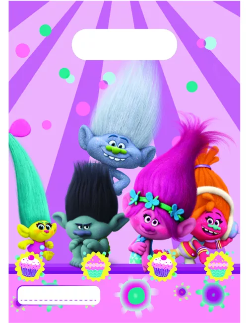 Photo du produit 6 Sacs cadeaux Trolls 16,5 x 23 cm