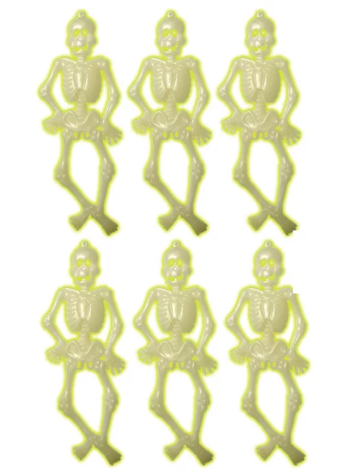 Photo du produit 6 Petits squelettes phosphorescents 15 cm Halloween