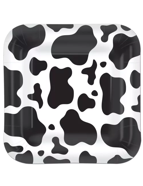 Photo du produit 8 Assiettes en carton carrées peau de vache 23 cm