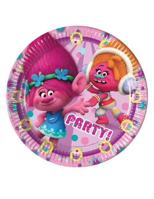 Photo du produit 8 Assiettes en carton Trolls 23 cm