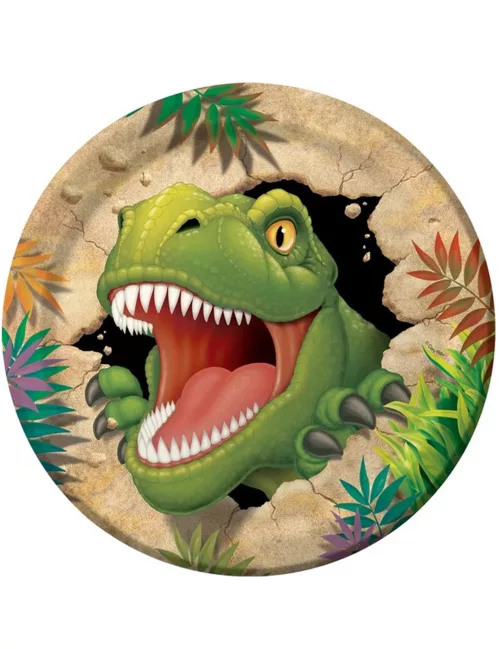 Photo du produit 8 Assiettes en carton Anniversaire Dinosaures 23 cm