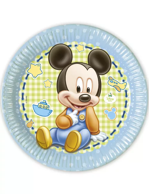 Photo du produit 8 Assiettes carton Bébé Mickey 23 cm