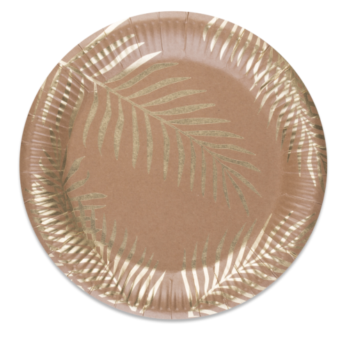 Photo du produit 8 Assiettes en carton kraft Palmier doré 23 cm