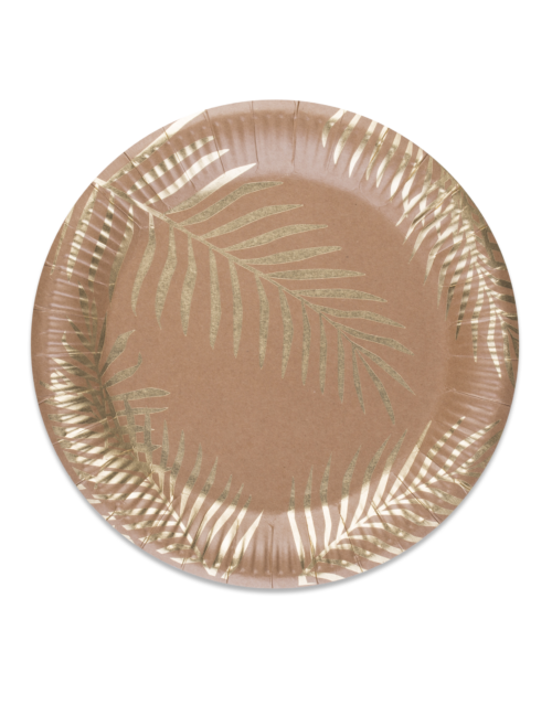 Photo du produit 8 Assiettes en carton kraft Palmier doré 23 cm